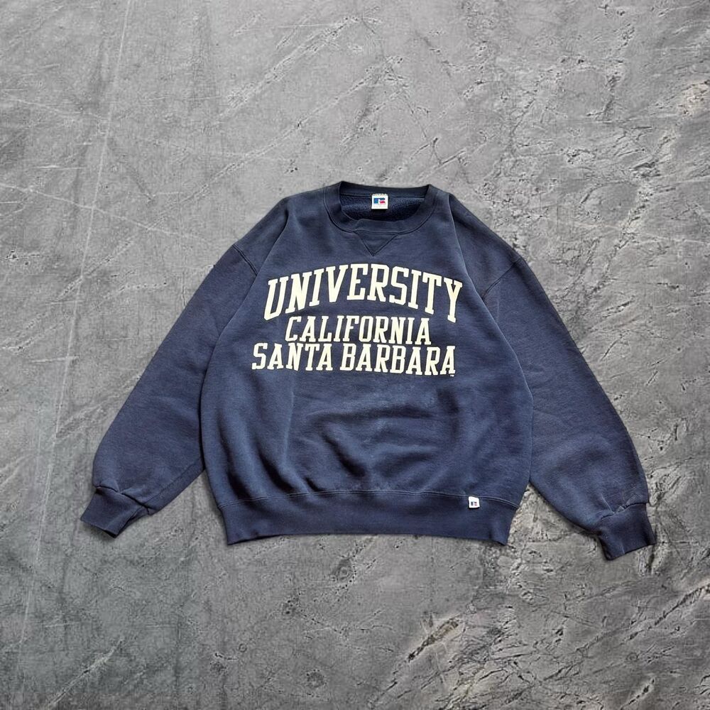 Vintage 90s UCSB Russel Athletic Made in USA boxy fit sunfaded crewneck sweater